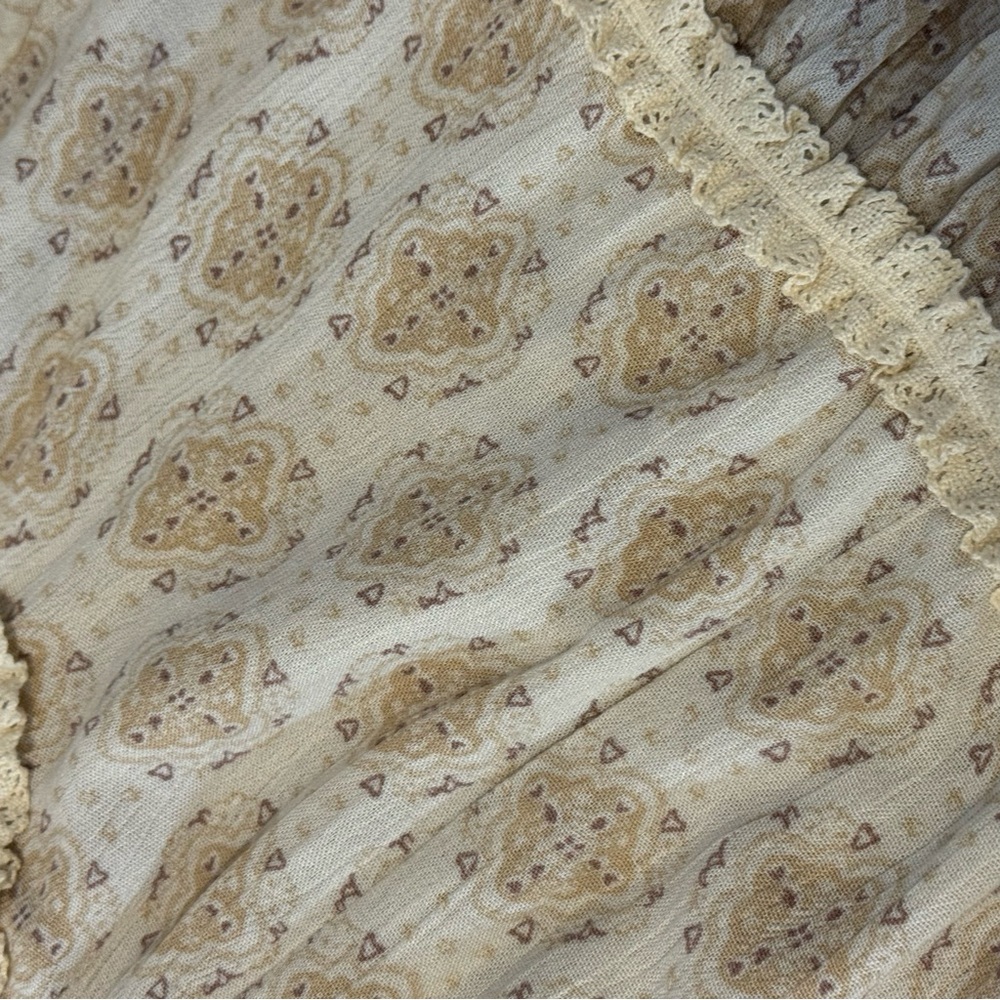 Hem &‎ Thread Cream and Tan. Ruffled pendulum camisole. bohemian style print. - Picture 11 of 11